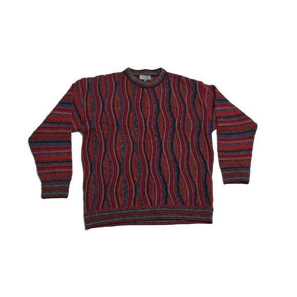 Fiume Other - FIUME 3D Knit Thin‎ Sweater Coogie Biggie Style Red Black Size 52